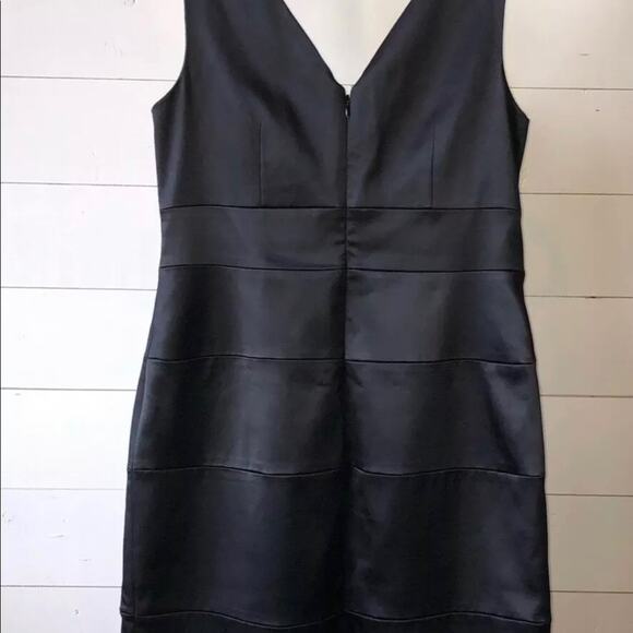 WHBM 10 Black Satin Sleeveless Layered Cocktail Dress - Picture 4 of 9